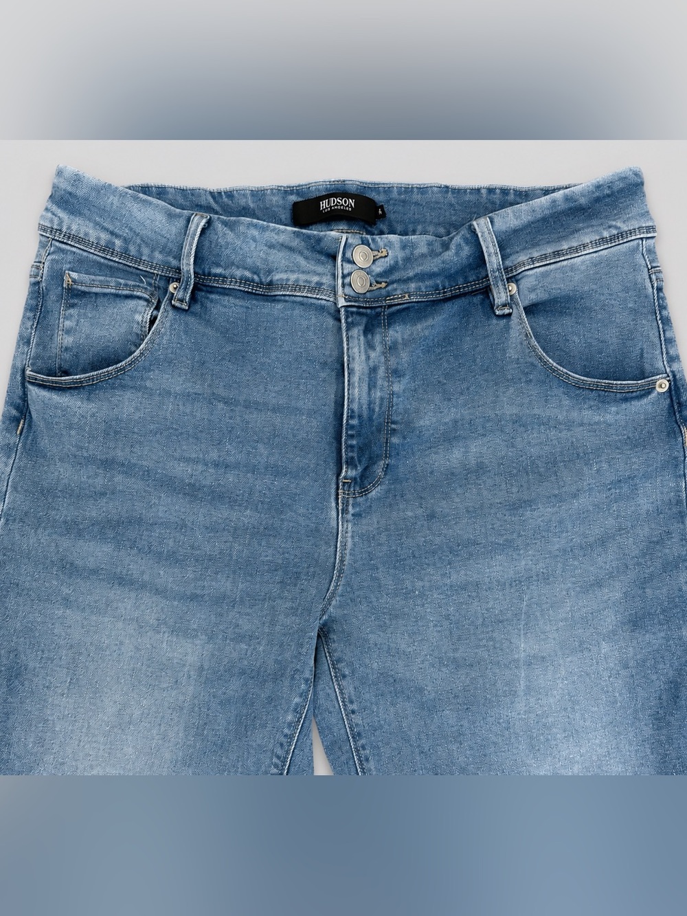 Hudson Signature Flap Pocket Ankle Crop Straight Leg Jeans Sz 14 Lt Wash Denim - Picture 6 of 14